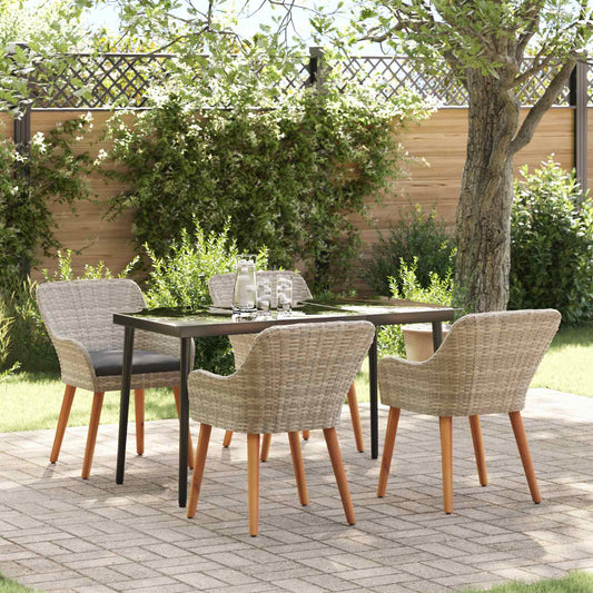 vidaXL Σέτ φαγητού για κήπο 5 pcs Ανοιχτό γκρι συνθετικό ρατάν