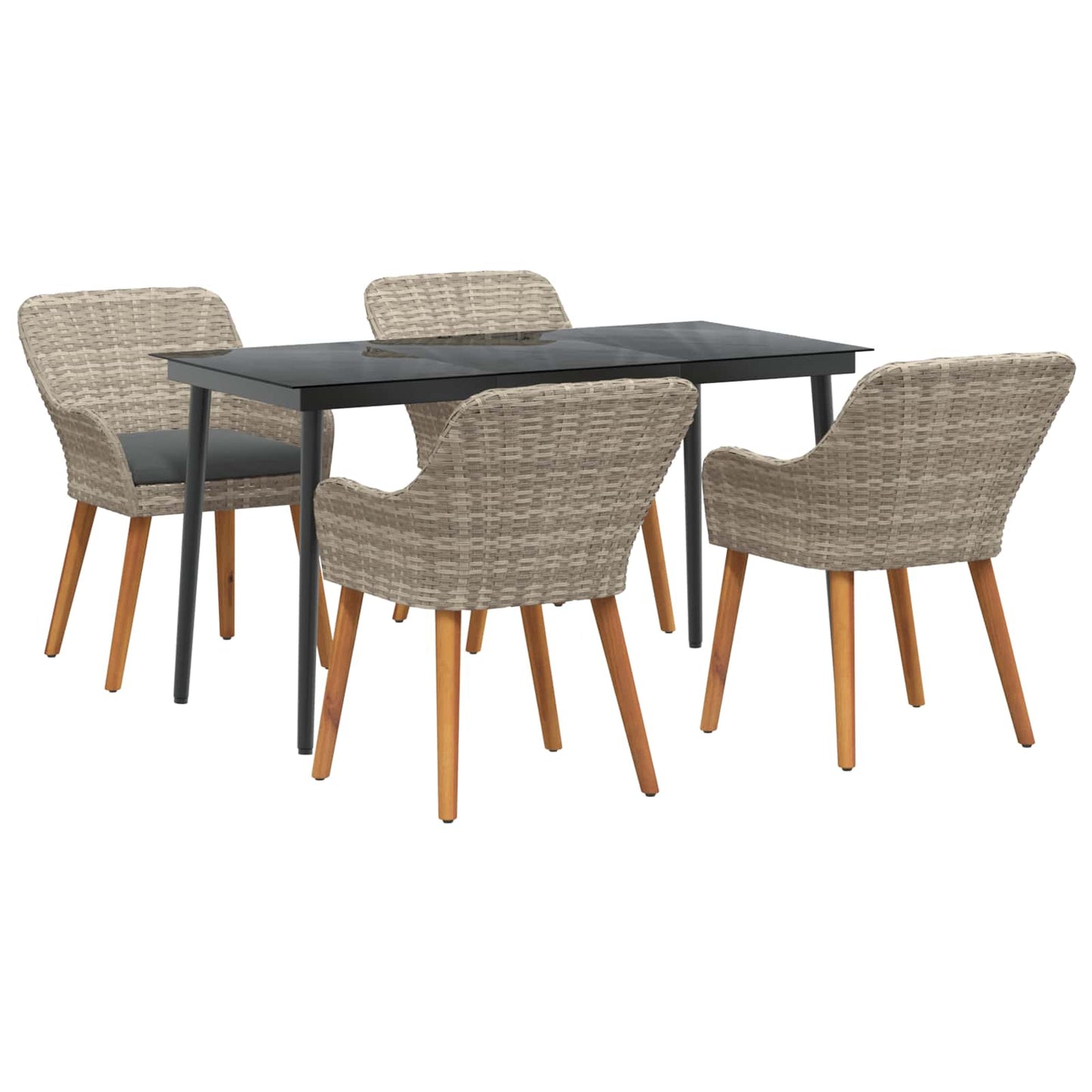 vidaXL Σέτ φαγητού για κήπο 5 pcs Ανοιχτό γκρι συνθετικό ρατάν