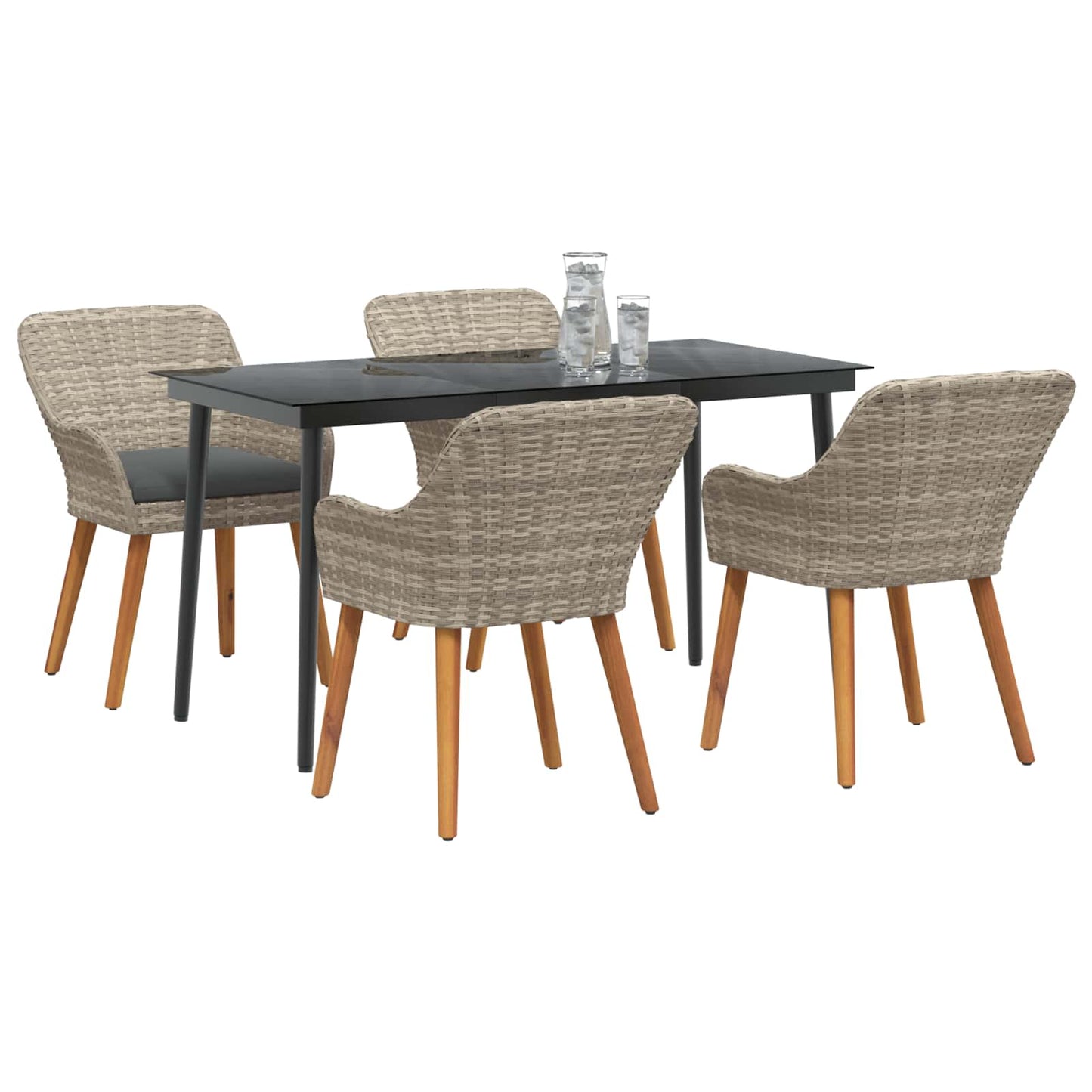 vidaXL Σέτ φαγητού για κήπο 5 pcs Ανοιχτό γκρι συνθετικό ρατάν