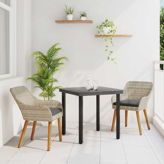 vidaXL Σέτ φαγητού για κήπο 3 pcs Ανοιχτό γκρι συνθετικό ρατάν