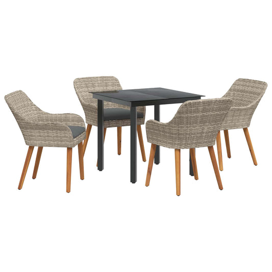 vidaXL Σέτ φαγητού για κήπο 5 pcs Ανοιχτό γκρι συνθετικό ρατάν