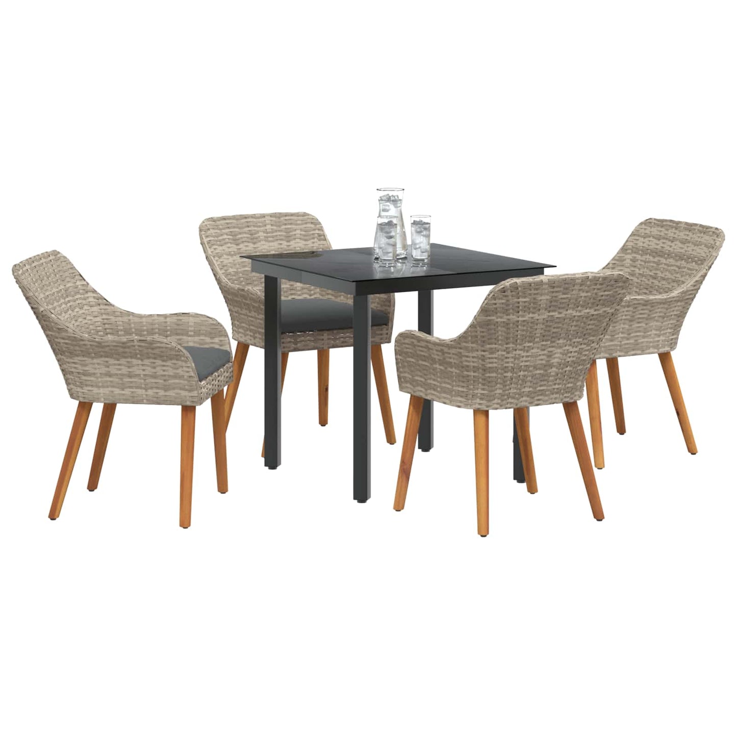 vidaXL Σέτ φαγητού για κήπο 5 pcs Ανοιχτό γκρι συνθετικό ρατάν