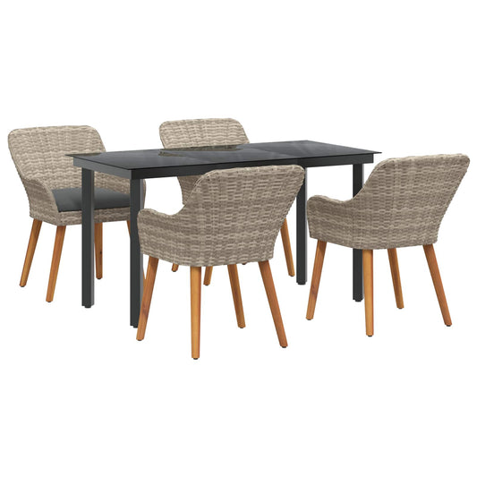vidaXL Σέτ φαγητού για κήπο 5 pcs Ανοιχτό γκρι συνθετικό ρατάν