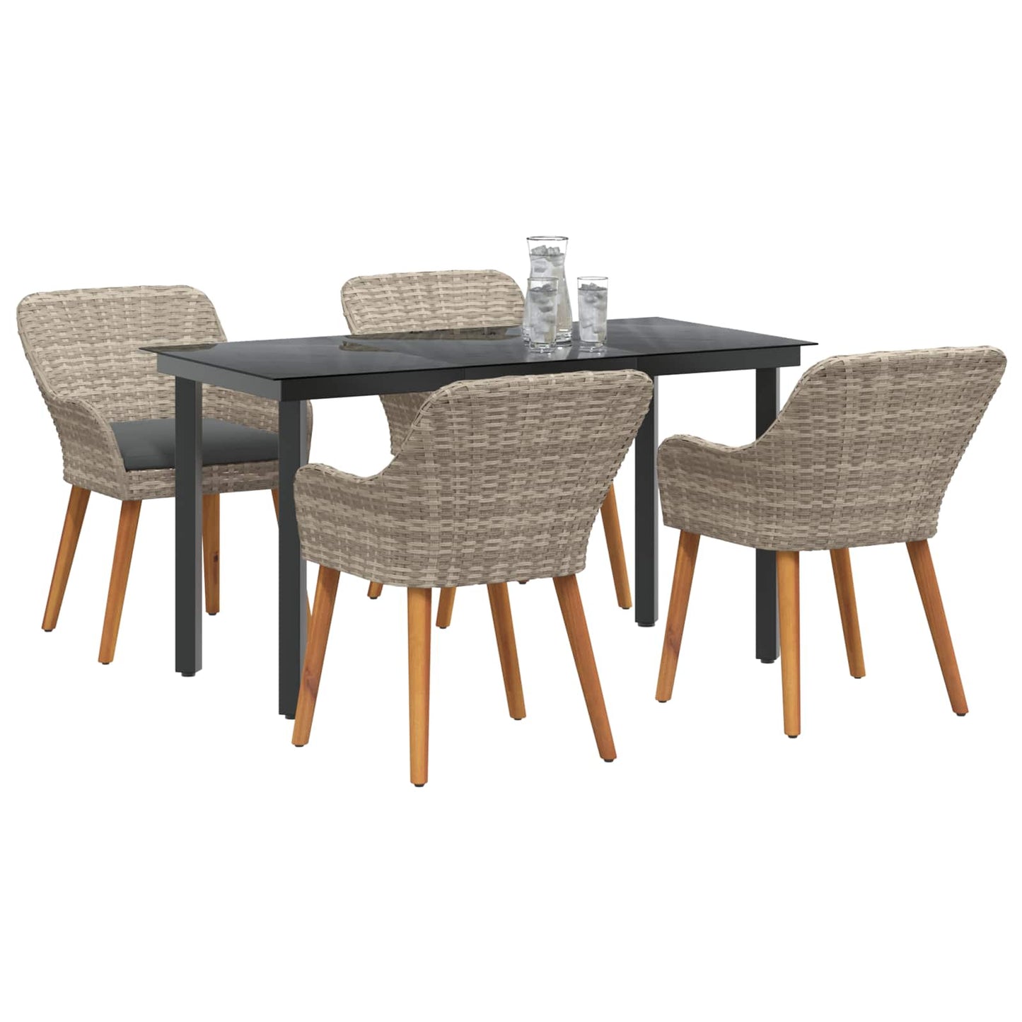 vidaXL Σέτ φαγητού για κήπο 5 pcs Ανοιχτό γκρι συνθετικό ρατάν