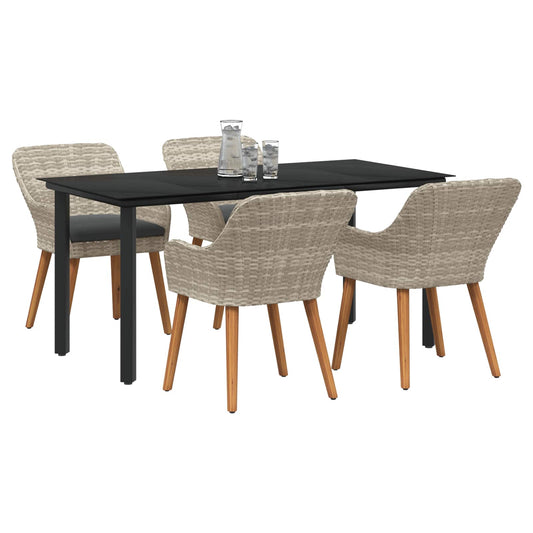 vidaXL Σέτ φαγητού για κήπο 5 pcs Ανοιχτό γκρι συνθετικό ρατάν