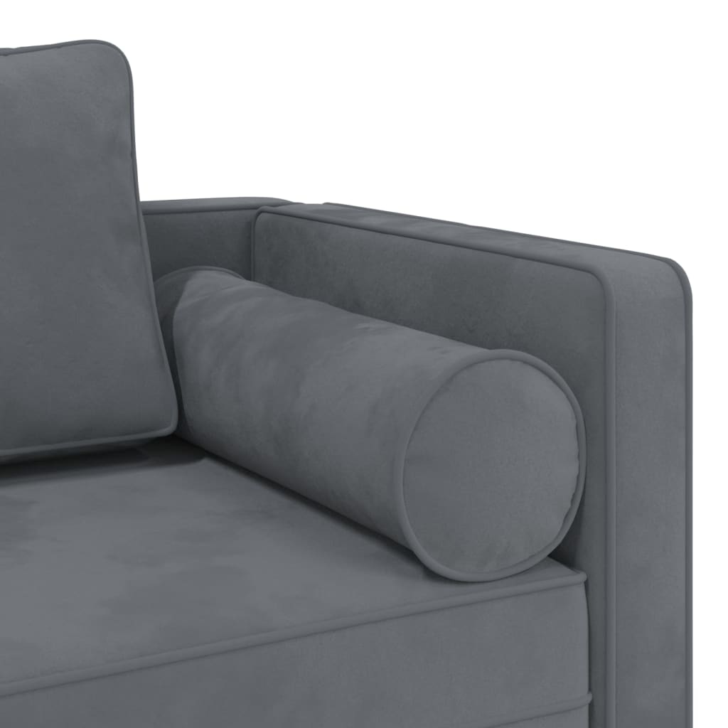 vidaXL Ανάκλιντρο Σκούρο Γκρι Βελούδινο με Μαξιλάρια