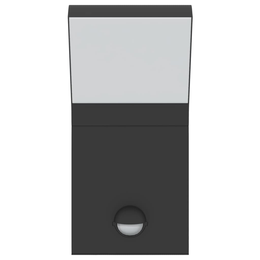 vidaXL Φωτιστικά Τοίχου Εξ. Χώρου LED με Αισθ. 2 τεμ Μαύρα Χυτοσ/Αλουμ