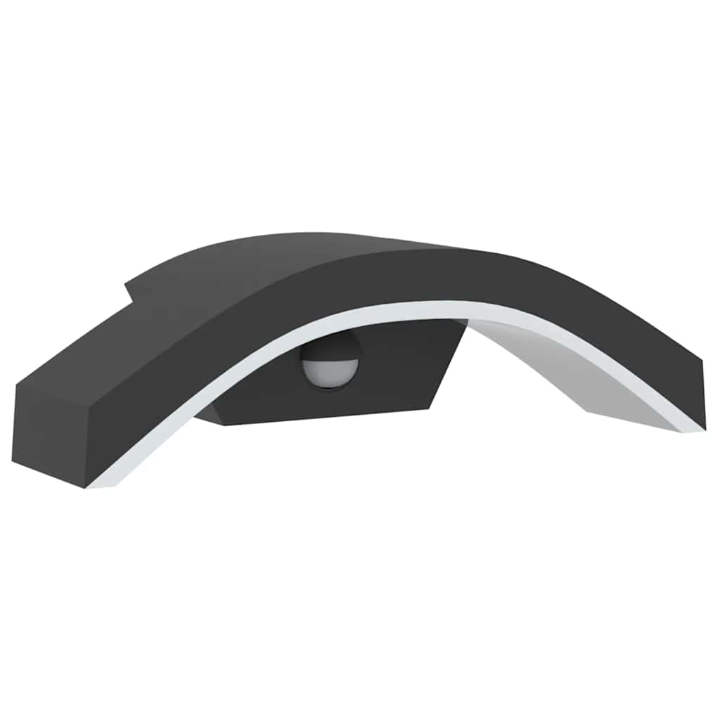 vidaXL Φωτιστικά Τοίχου Εξ. Χώρου LED με Αισθ. 2 τεμ Μαύρα Χυτό Αλουμ.