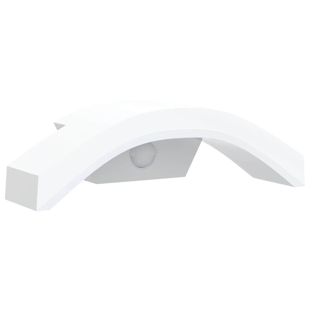 vidaXL Φωτιστικά Τοίχου Εξ. Χώρου LED με Αισθ. 2 τεμ Λευκό Χυτοσ/Αλουμ