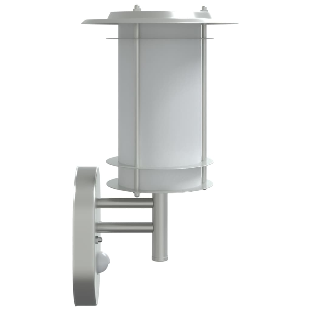 vidaXL Φωτιστικό Τοίχου Εξωτερ. Χώρου με Αισθητήρα Ασημί Ανοξ. Ατσάλι