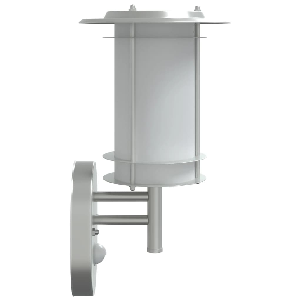 vidaXL Φωτιστικά Τοίχου Εξ. Χώρου με Αισθητ. 2 τεμ. Ασημί Ανοξ. Ατσάλι