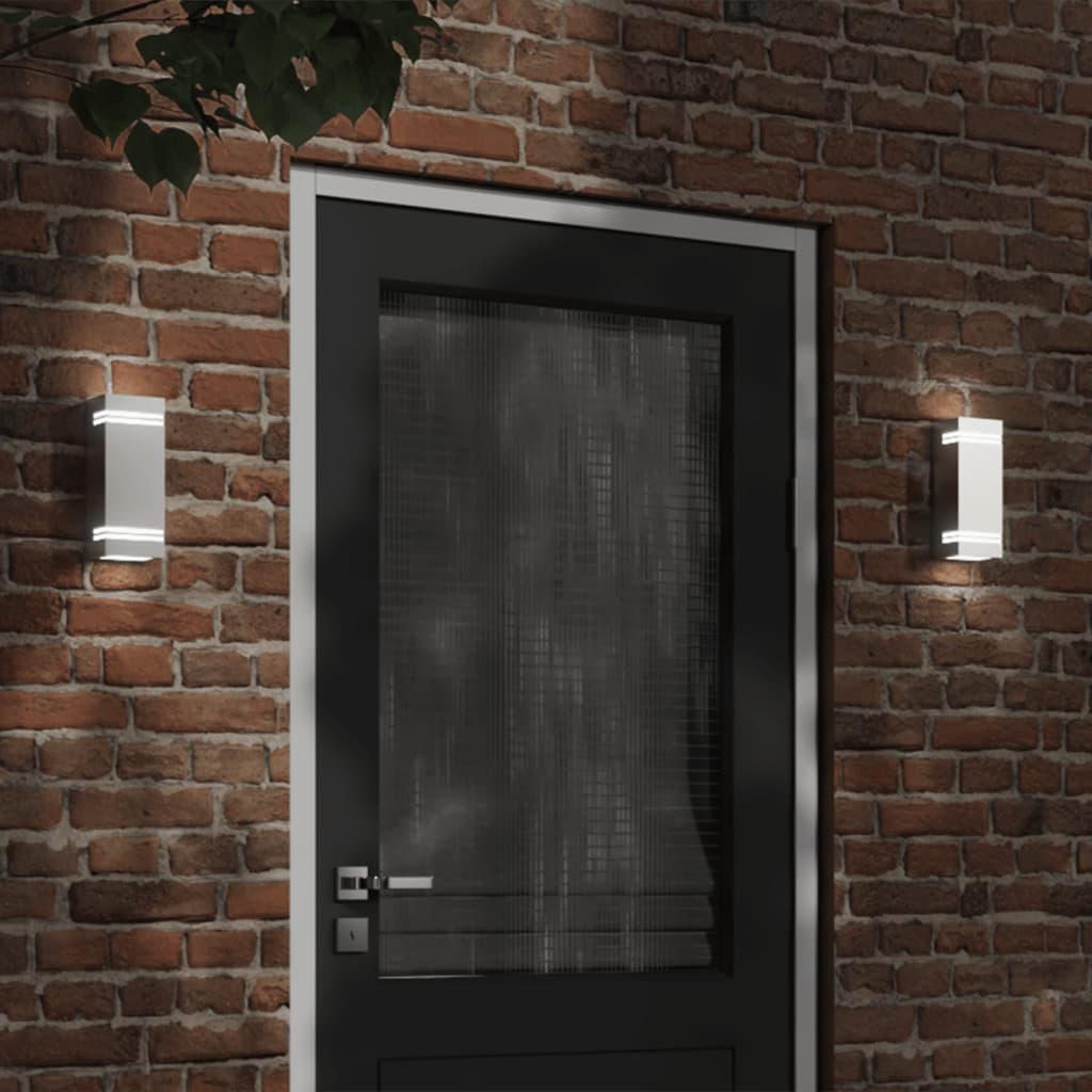 vidaXL Φωτιστικά Τοίχου Εξωτερ. Χώρου 2 τεμ. Ασημί Ανοξείδωτο Ατσάλι