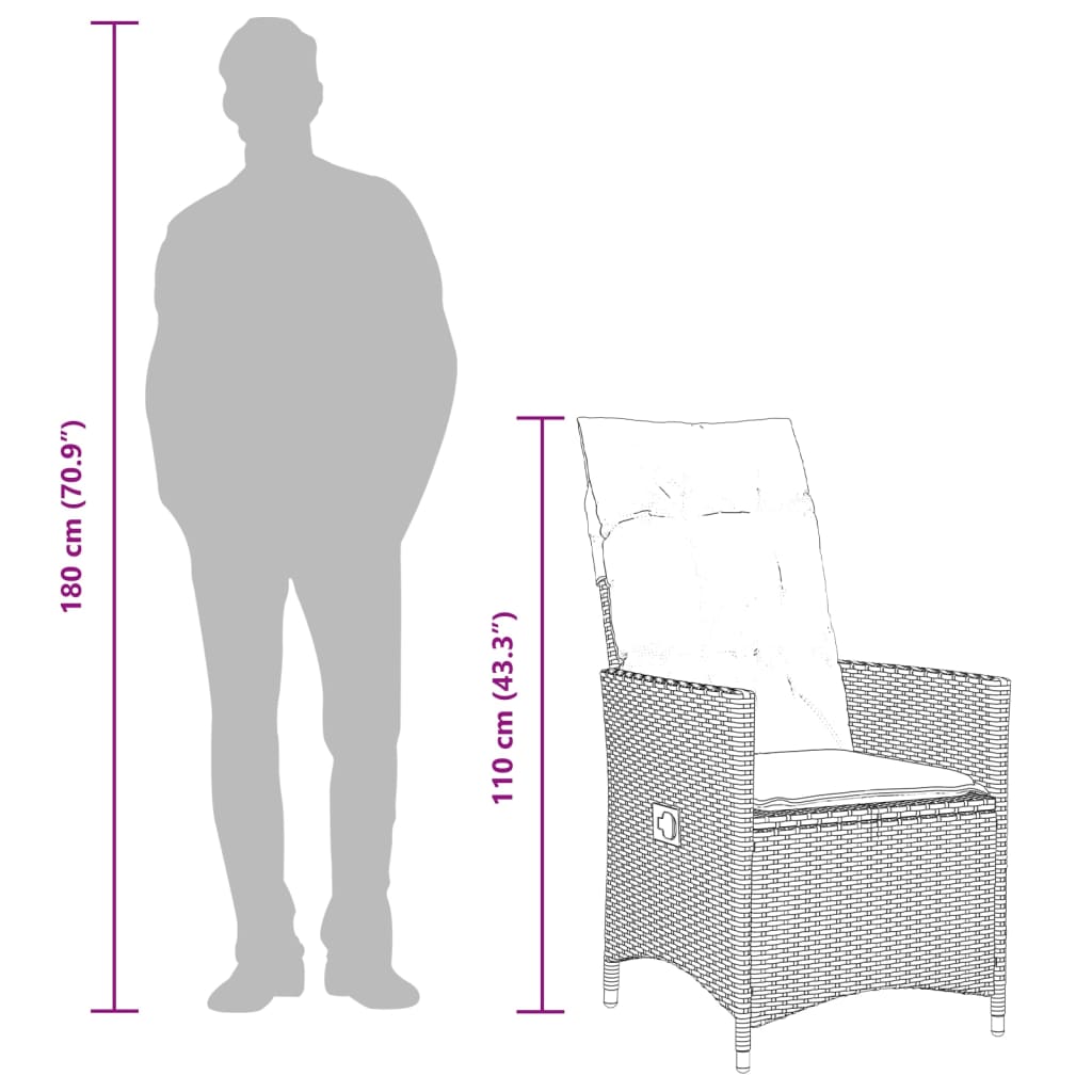 vidaXL Σετ Τραπεζαρίας Κήπου 7 τεμ. Καφέ Συνθετικό Ρατάν με Μαξιλάρια