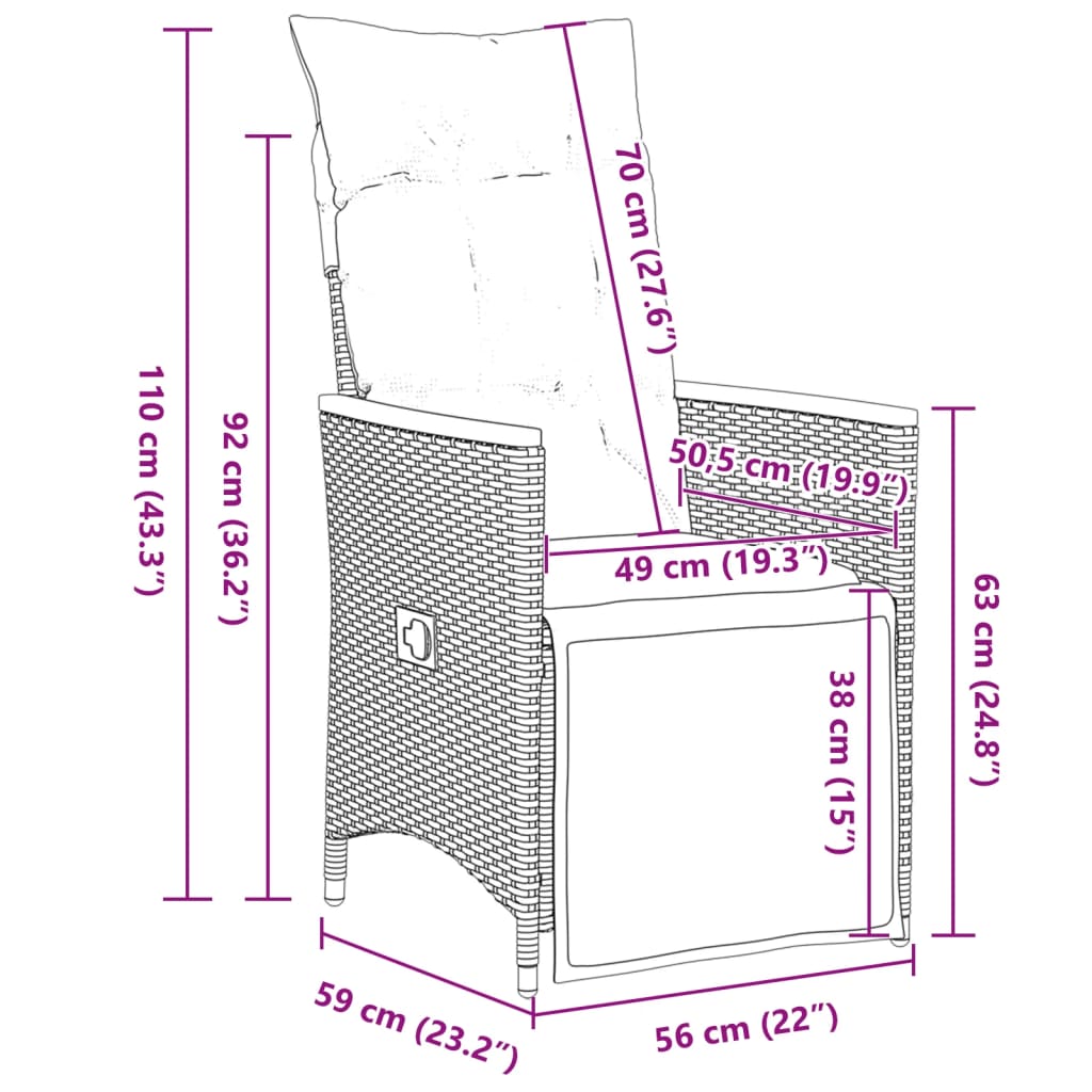 vidaXL Σετ Επίπλων Bistro Κήπου 5 τεμ Μαύρο Συνθετ. Ρατάν με Μαξιλάρια