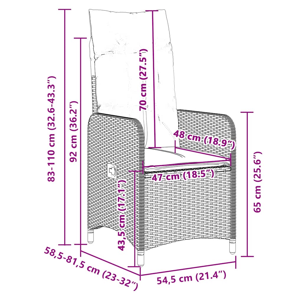 vidaXL Σετ Επίπλων Μπιστρό Κήπου 9 τεμ. Καφέ Συνθ. Ρατάν με Μαξιλάρια