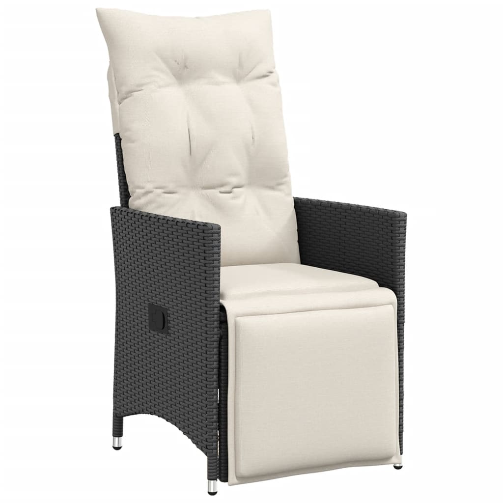 vidaXL Σετ Επίπλων Bistro Κήπου 9 τεμ Μαύρο Συνθετ. Ρατάν με Μαξιλάρια