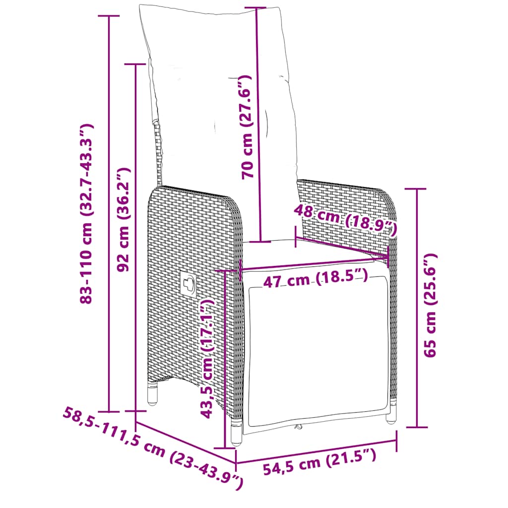 vidaXL Σετ Επίπλων Bistro Κήπου 9 τεμ. Μπεζ Συνθετ. Ρατάν με Μαξιλάρια