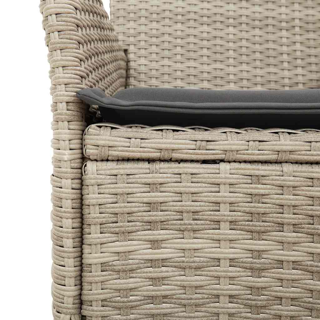 vidaXL Σετ Τραπεζαρίας Κήπου 3 τεμ. Γκρι Συνθ.Ρατάν/Γυαλί με Μαξιλάρια