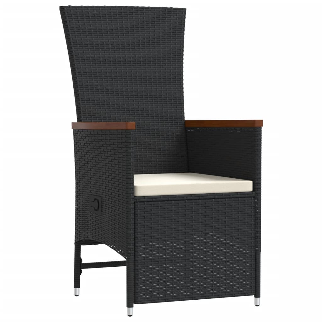 vidaXL Σετ Τραπεζαρίας Κήπου 9 τεμ Μαύρο από Συνθ. Ρατάν με Μαξιλάρια