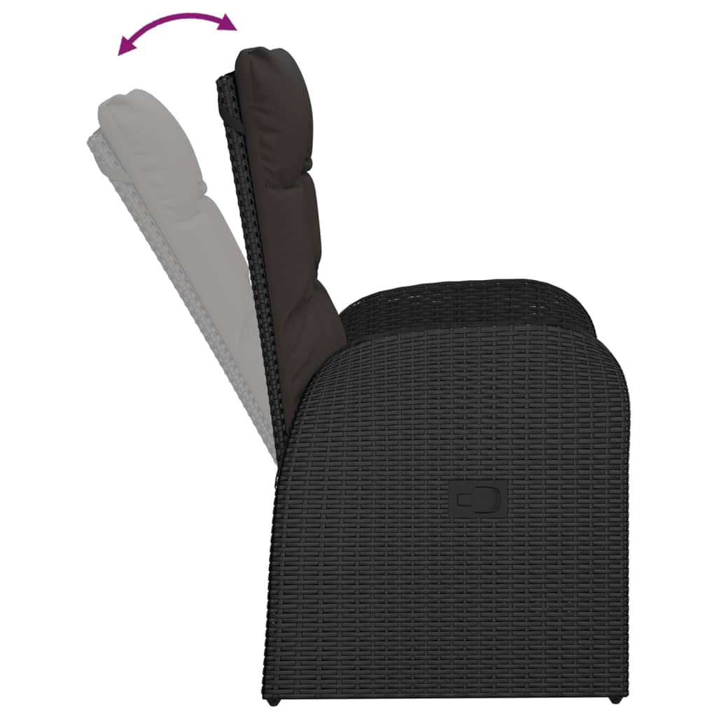 vidaXL Σετ Τραπεζαρίας Κήπου 11 τεμ Μαύρο από Συνθ. Ρατάν με Μαξιλάρια