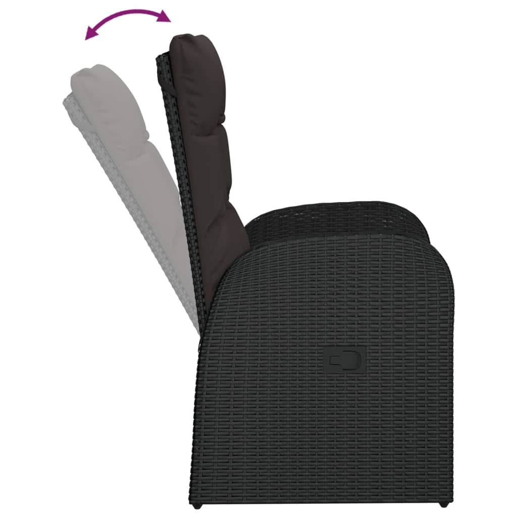 vidaXL Σετ Τραπεζαρίας Κήπου 11 τεμ Μαύρο από Συνθ. Ρατάν με Μαξιλάρια