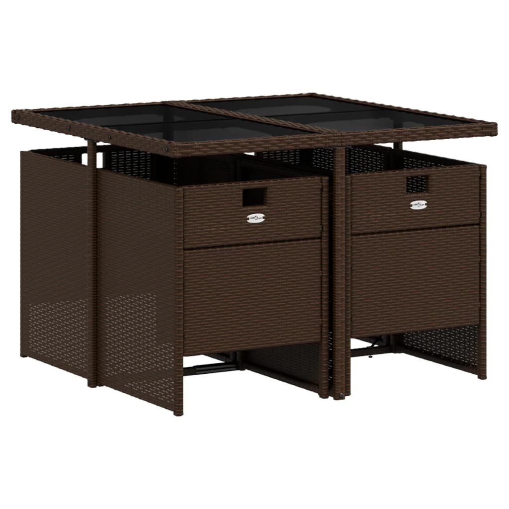 vidaXL Σετ Τραπεζαρίας Κήπου 5 Τεμαχίων Καφέ Συνθ. Ρατάν με Μαξιλάρια