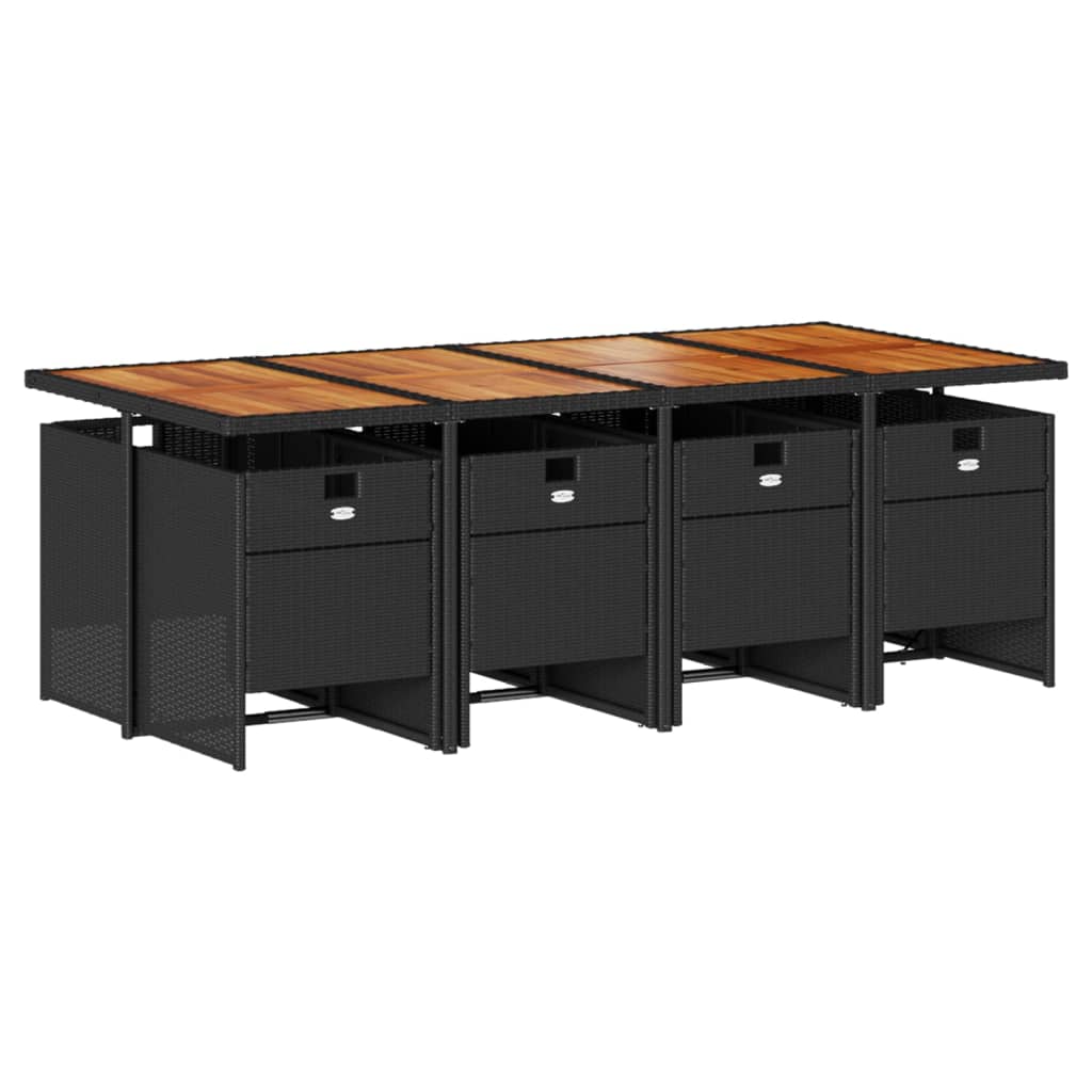 vidaXL Σετ Τραπεζαρίας Κήπου 9 τεμ Μαύρο από Συνθ. Ρατάν με Μαξιλάρια