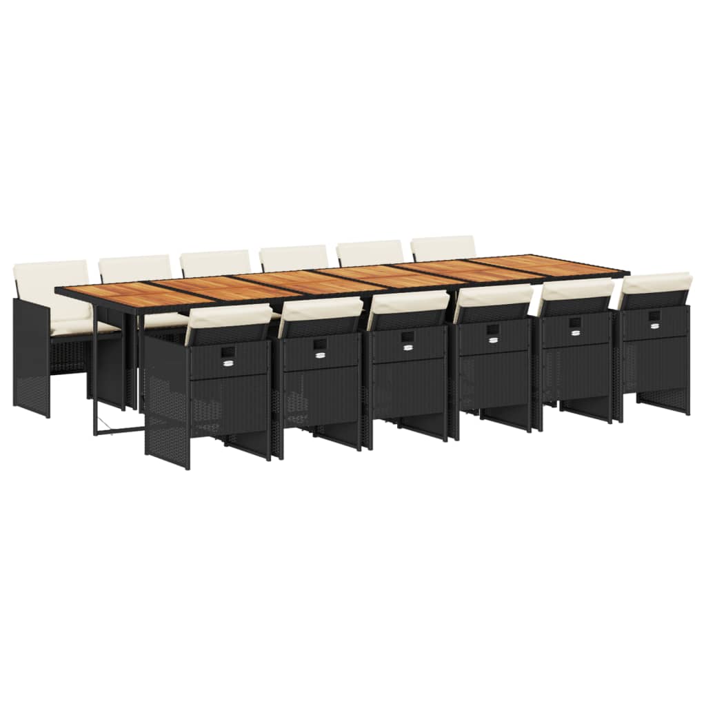 vidaXL Σετ Τραπεζαρίας Κήπου 13τεμ. Μαύρο από Συνθ. Ρατάν με Μαξιλάρια