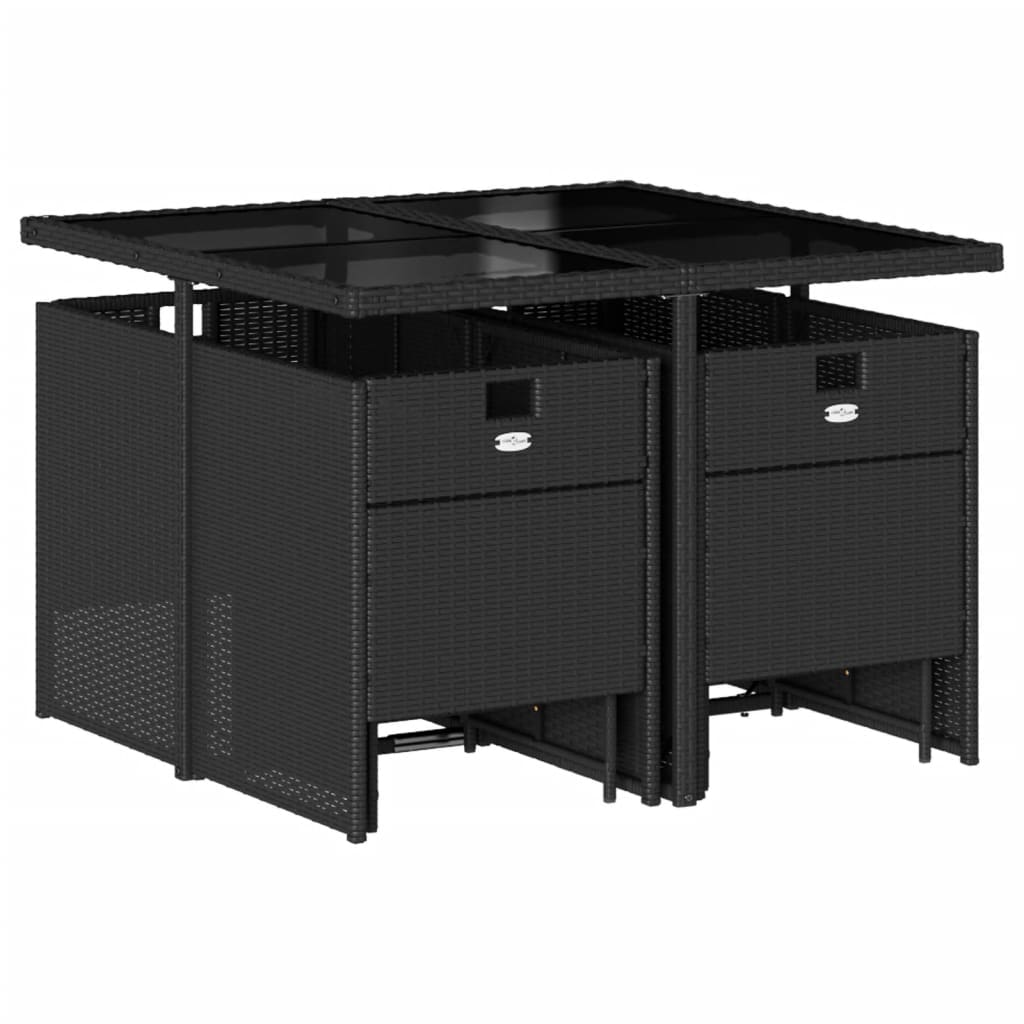 vidaXL Σετ Τραπεζαρίας Κήπου 9 τεμ Μαύρο από Συνθ. Ρατάν με Μαξιλάρια