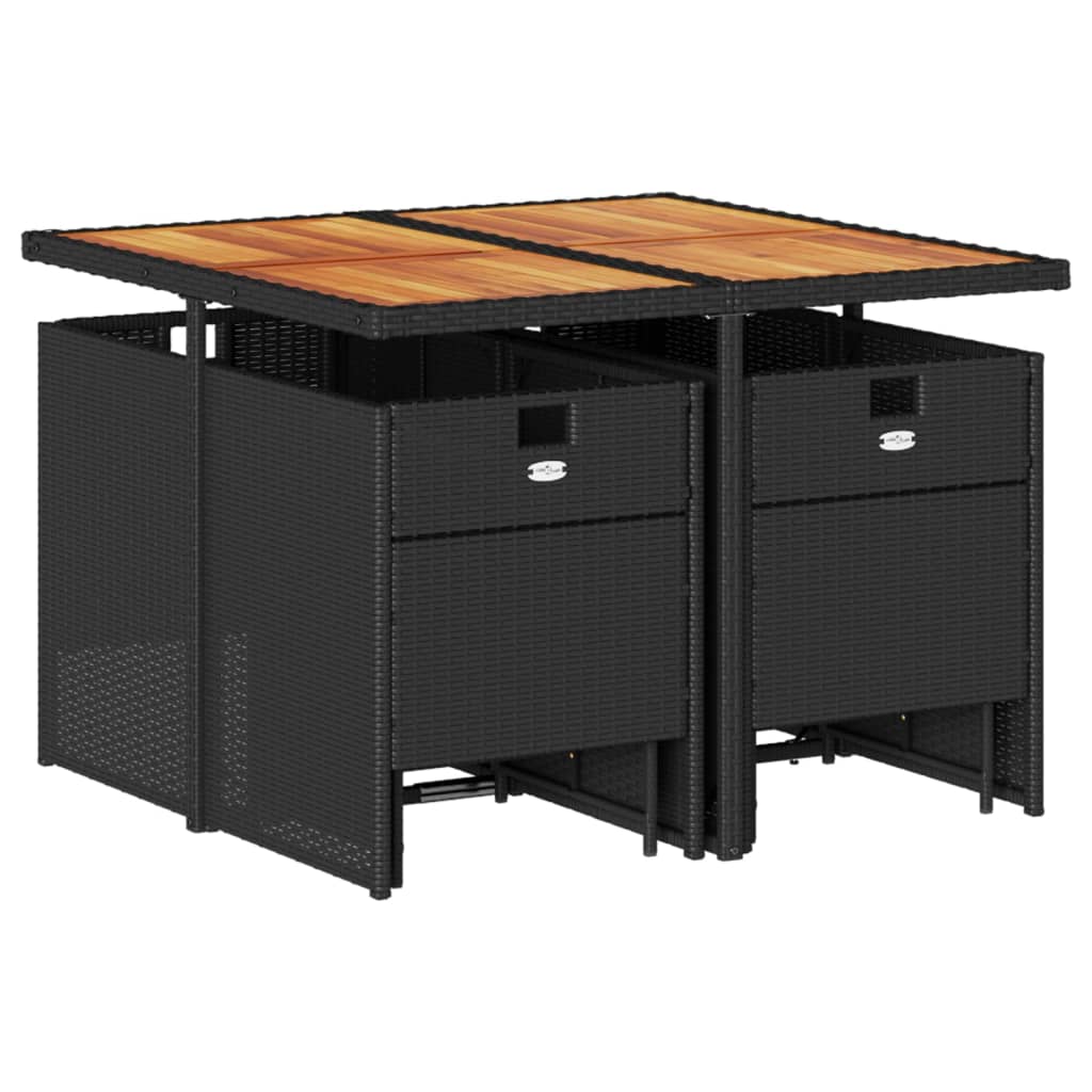 vidaXL Σετ Τραπεζαρίας Κήπου 9 τεμ Μαύρο από Συνθ. Ρατάν με Μαξιλάρια