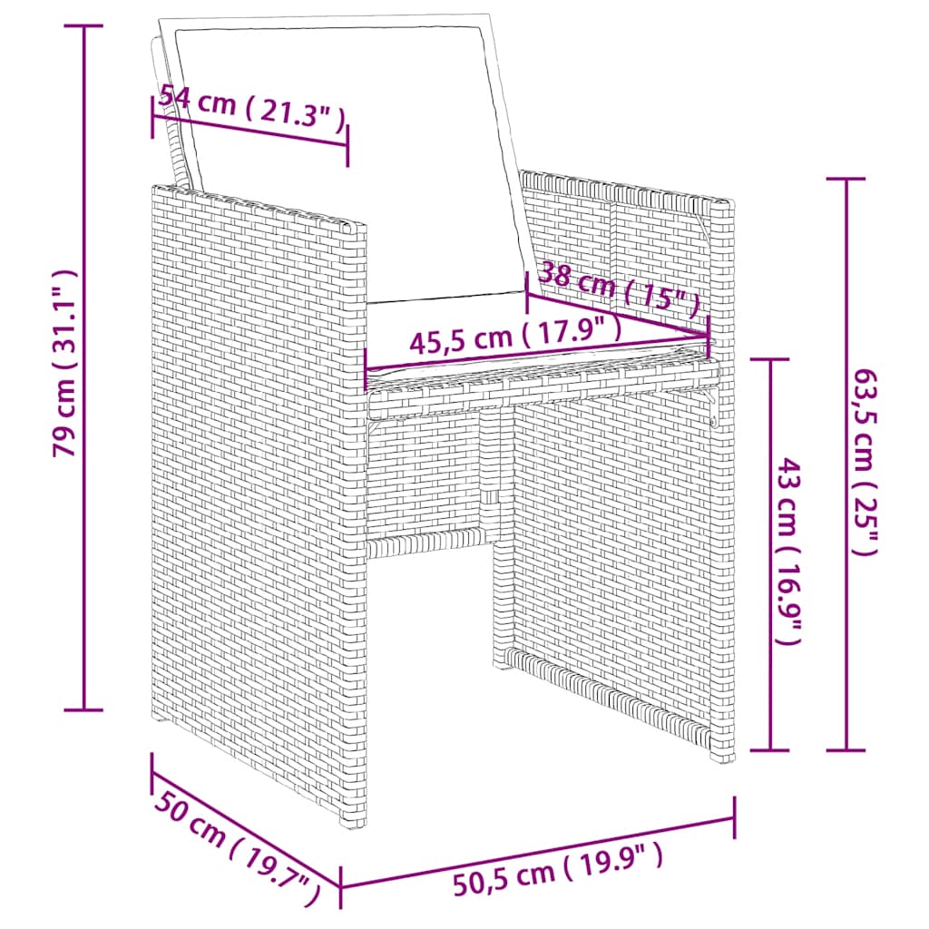 vidaXL Σετ Τραπεζαρίας Κήπου 11 τεμ Μαύρο από Συνθ. Ρατάν με Μαξιλάρια