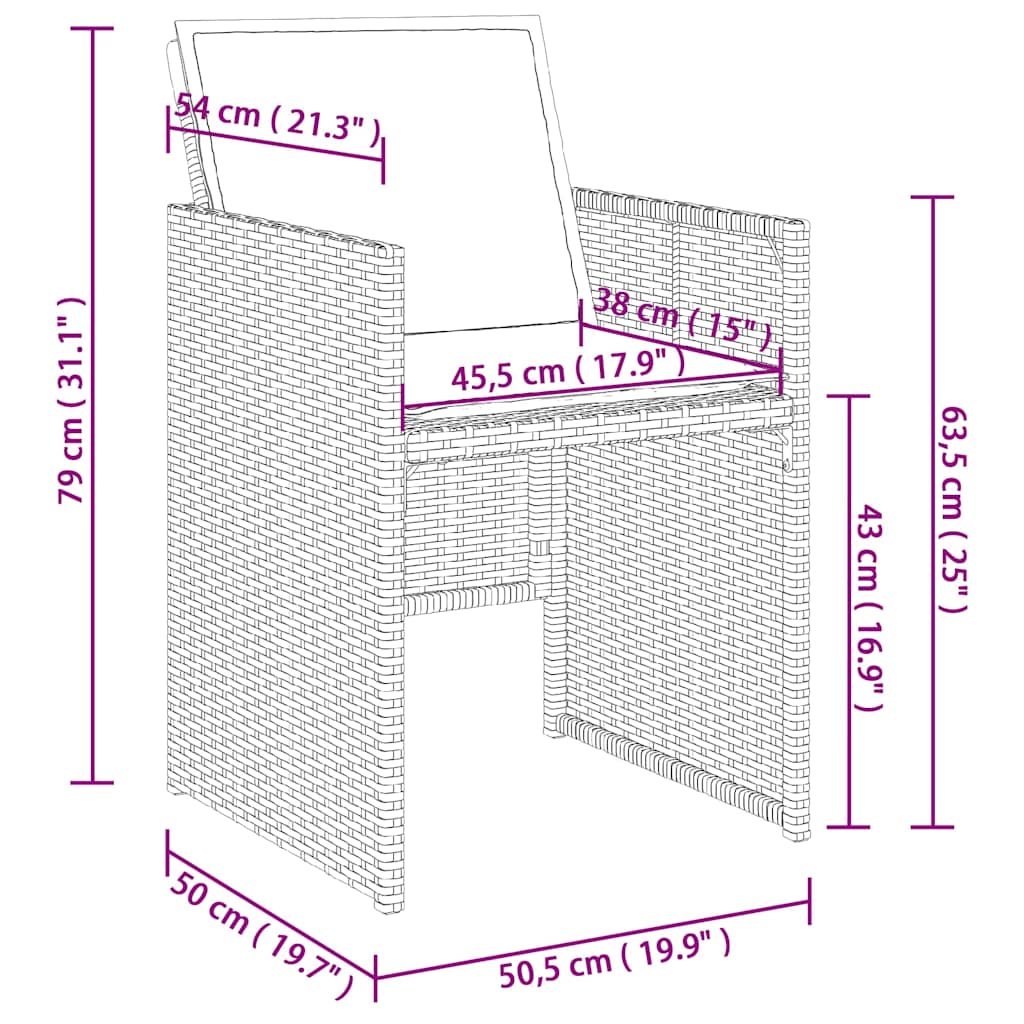 vidaXL Σετ Τραπεζαρίας Κήπου 13τεμ. Μαύρο από Συνθ. Ρατάν με Μαξιλάρια