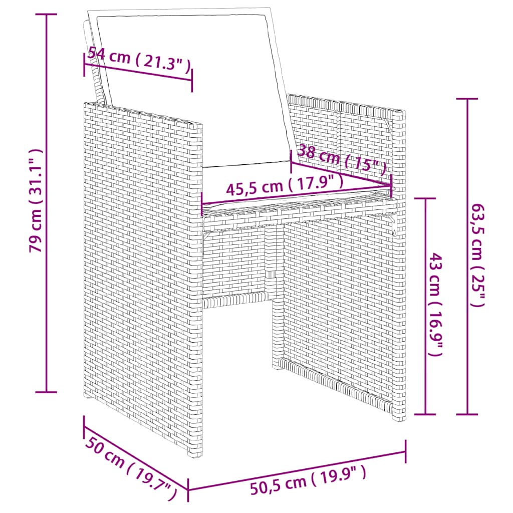 vidaXL Σετ Τραπεζαρίας Κήπου 13τεμ. Μαύρο από Συνθ. Ρατάν με Μαξιλάρια