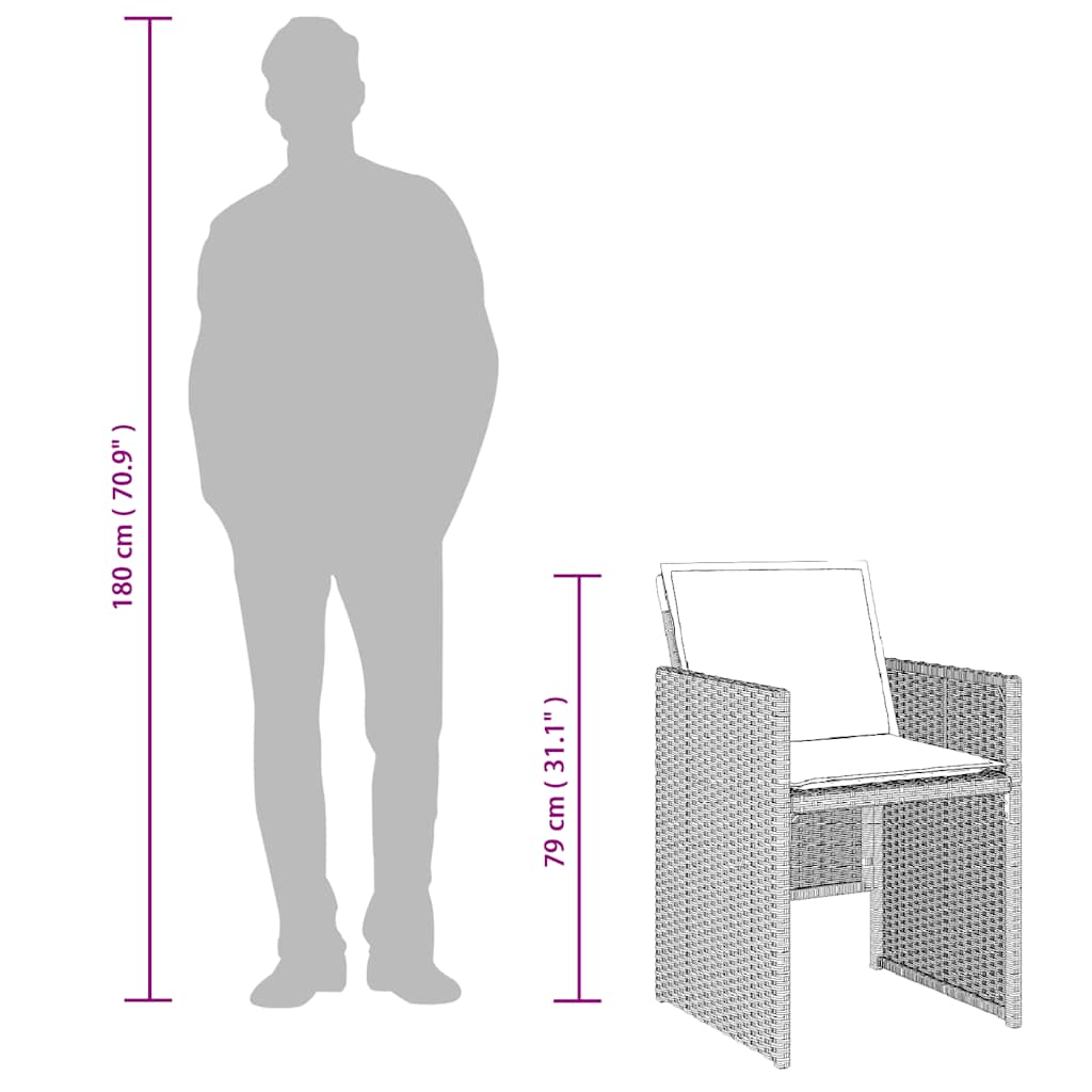 vidaXL Σετ Τραπεζαρίας Κήπου 15 τεμ. Αν. Γκρι Συνθ. Ρατάν με Μαξιλάρια
