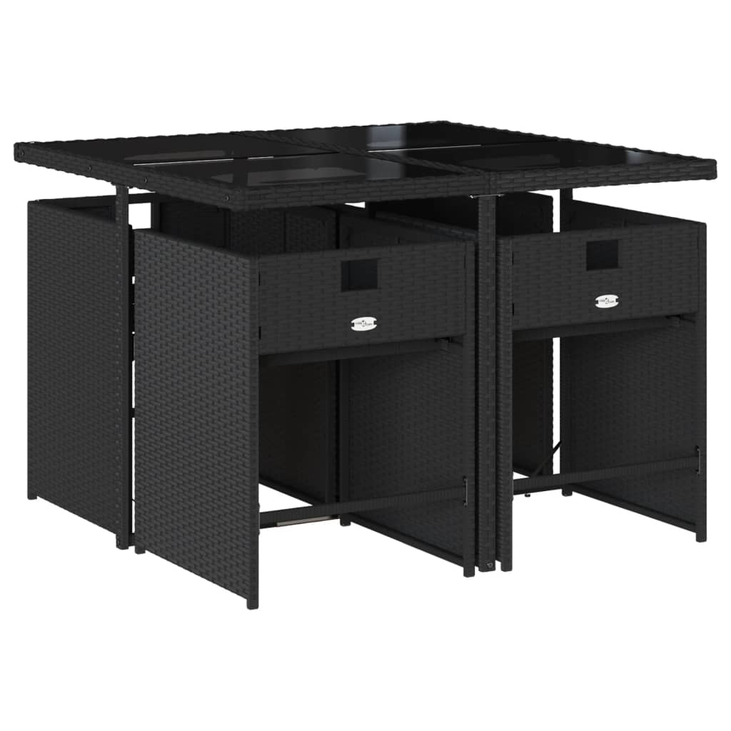 vidaXL Σετ Τραπεζαρίας Κήπου 5 Τεμαχίων Μαύρο Συνθ. Ρατάν με Μαξιλάρια