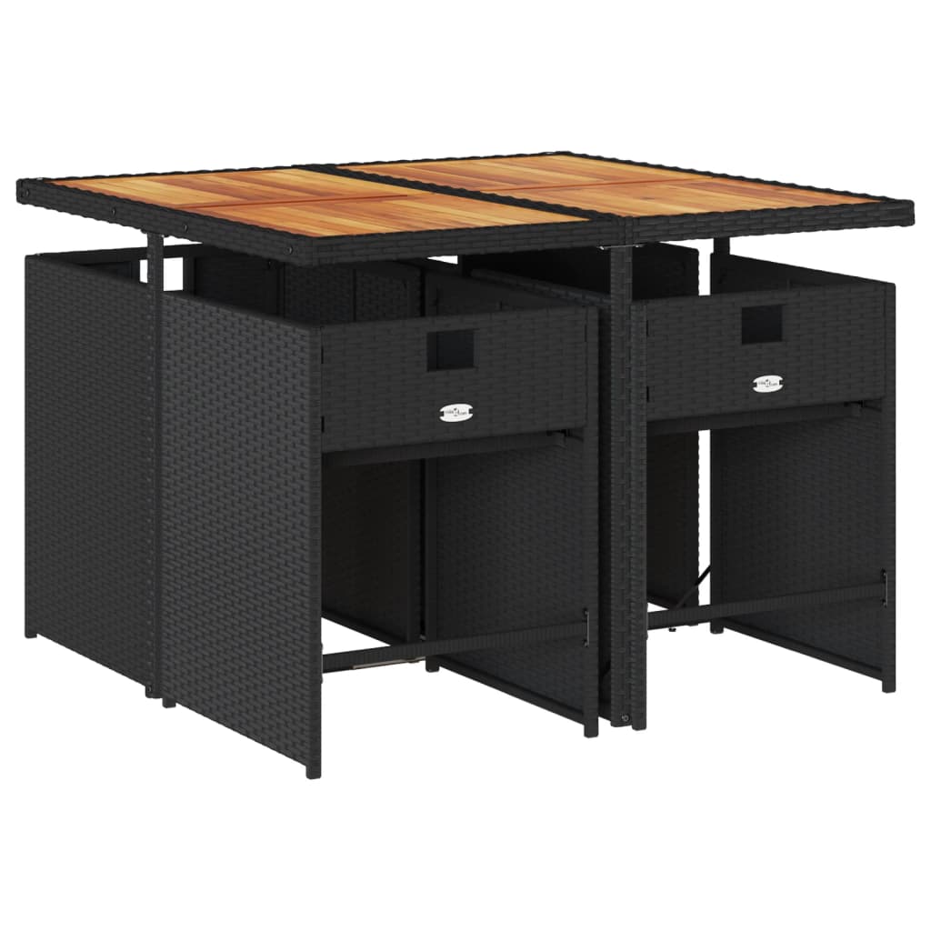 vidaXL Σετ Τραπεζαρίας Κήπου 5 Τεμαχίων Μαύρο Συνθ. Ρατάν με Μαξιλάρια