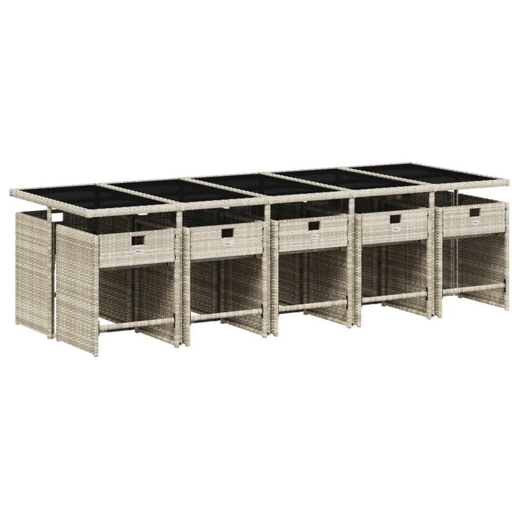 vidaXL Σετ Τραπεζαρίας Κήπου 11 τεμ. Αν. Γκρι Συνθ. Ρατάν με Μαξιλάρια