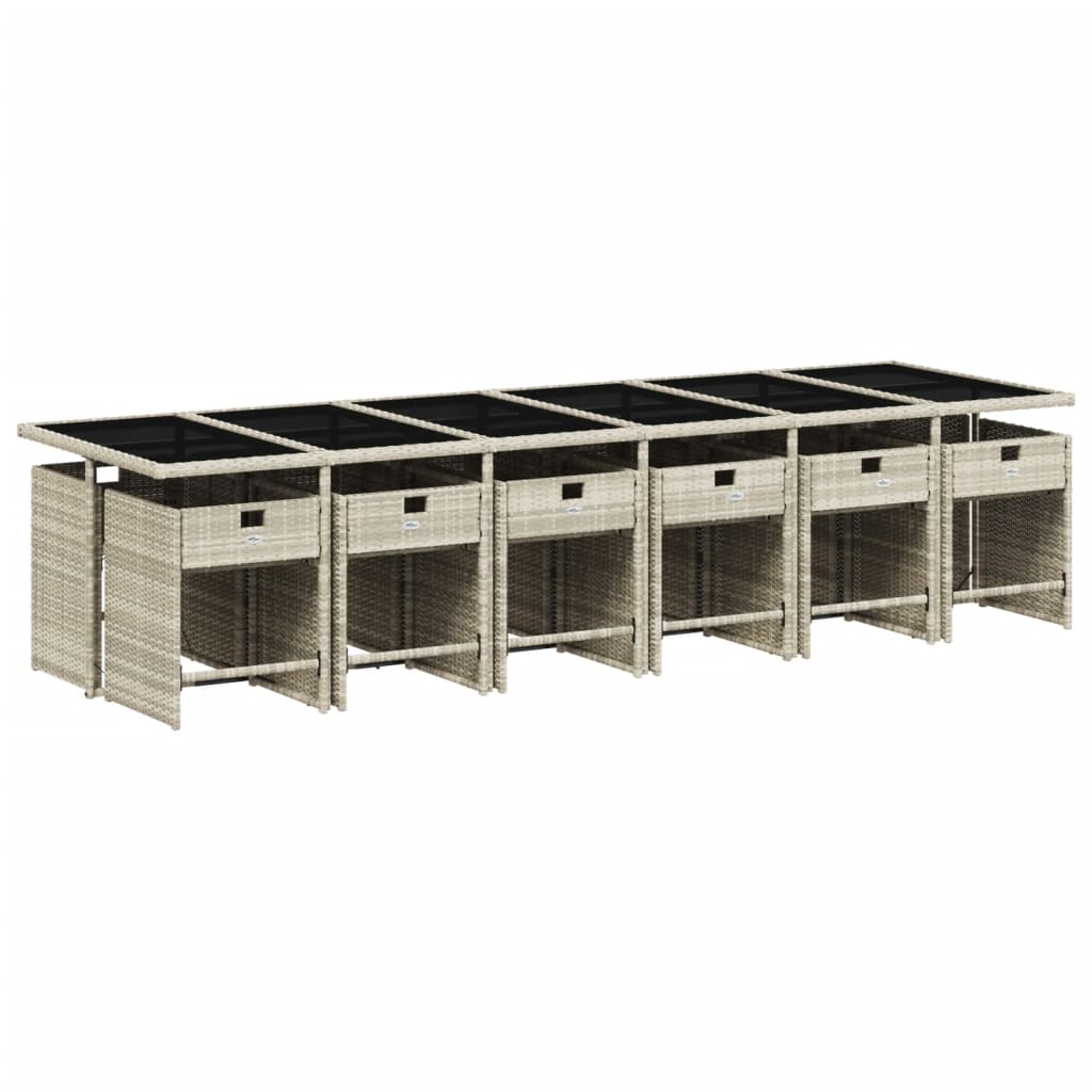 vidaXL Τραπεζαρία Κήπου 13 Τεμαχίων Γκρι Συνθετικό Ρατάν με Μαξιλάρια