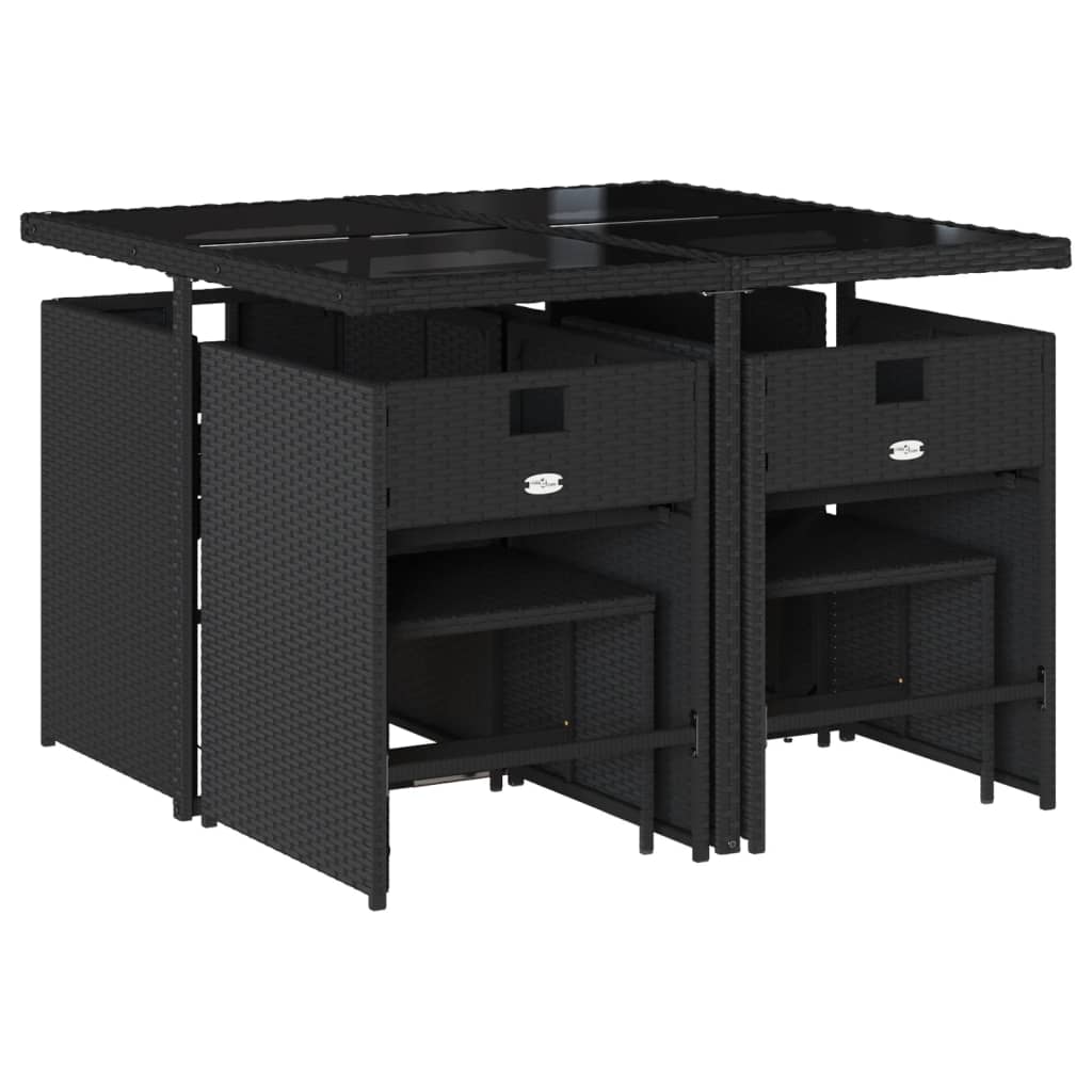 vidaXL Σετ Τραπεζαρίας Κήπου 9 τεμ Μαύρο από Συνθ. Ρατάν με Μαξιλάρια