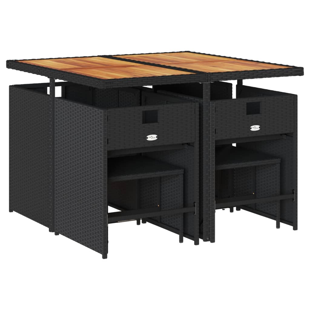 vidaXL Σετ Τραπεζαρίας Κήπου 9 τεμ Μαύρο από Συνθ. Ρατάν με Μαξιλάρια