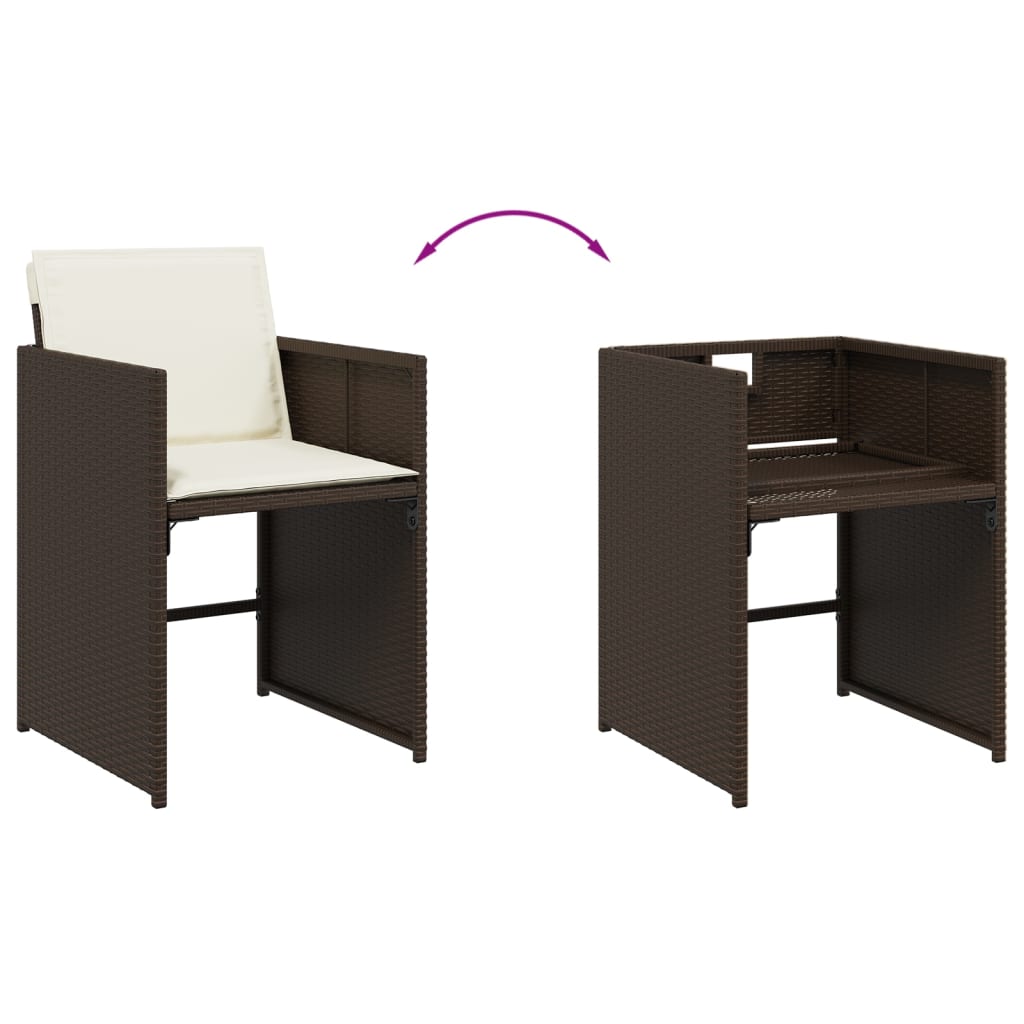 vidaXL Σετ Τραπεζαρίας Κήπου 13 τεμ. Καφέ από Συνθ. Ρατάν με Μαξιλάρια