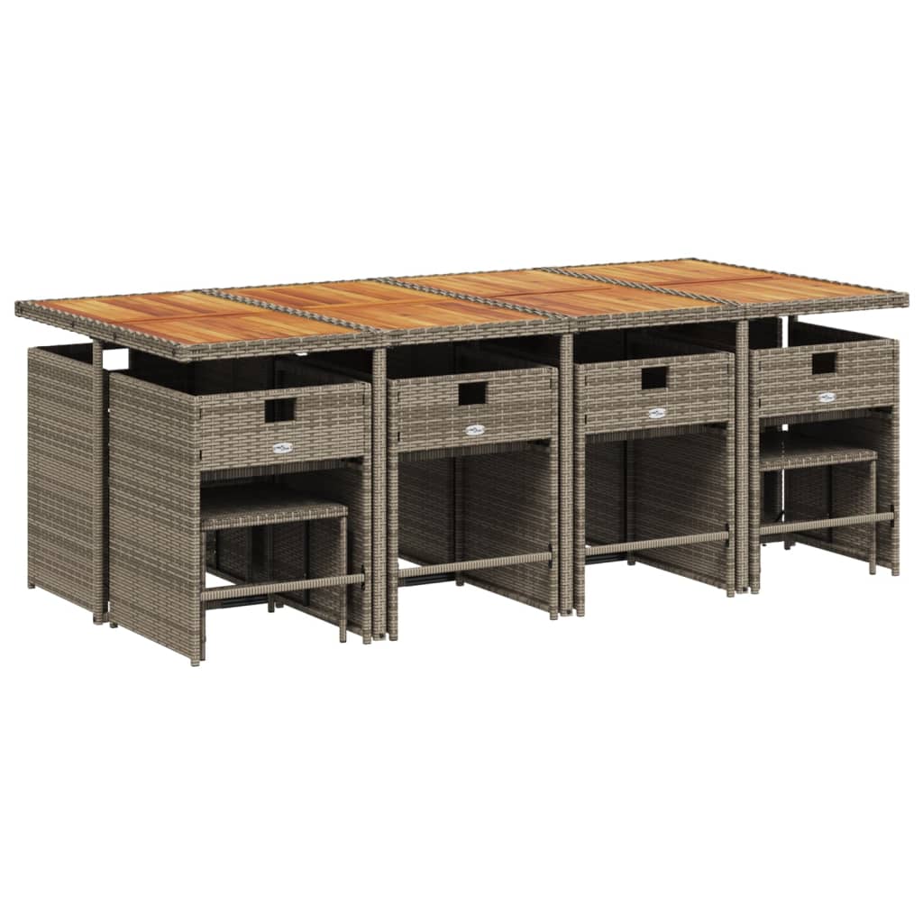 vidaXL Τραπεζαρία Κήπου 13 Τεμαχίων Γκρι Συνθετικό Ρατάν με Μαξιλάρια