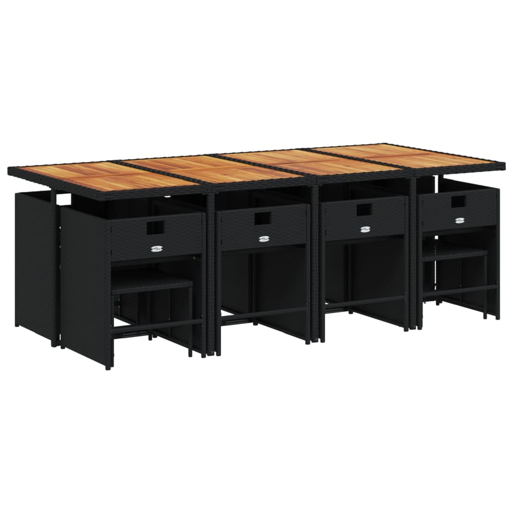 vidaXL Σετ Τραπεζαρίας Κήπου 13τεμ. Μαύρο από Συνθ. Ρατάν με Μαξιλάρια