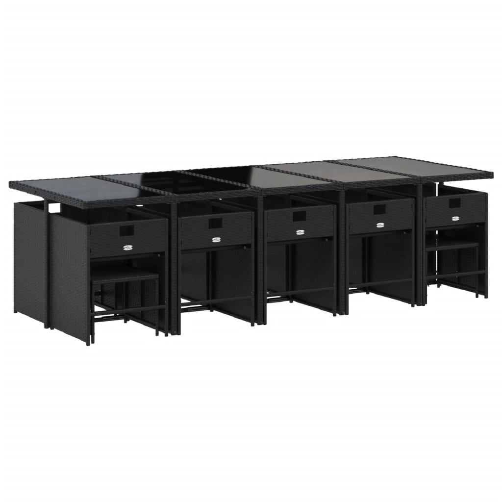 vidaXL Σετ Τραπεζαρίας Κήπου 15 τεμ Μαύρο από Συνθ. Ρατάν με Μαξιλάρια