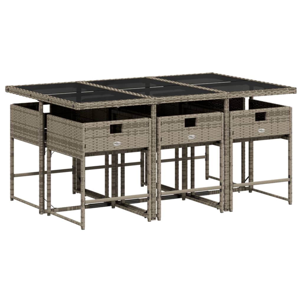 vidaXL Σετ Τραπεζαρίας Κήπου 7 τεμ. Γκρι Συνθ. Ρατάν με Μαξιλάρια