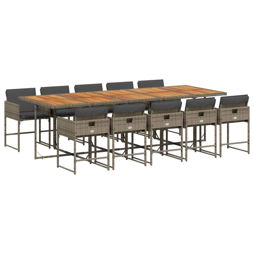 vidaXL Σετ Τραπεζαρίας Κήπου 11 Τεμαχίων Γκρι Συνθ. Ρατάν με Μαξιλάρια