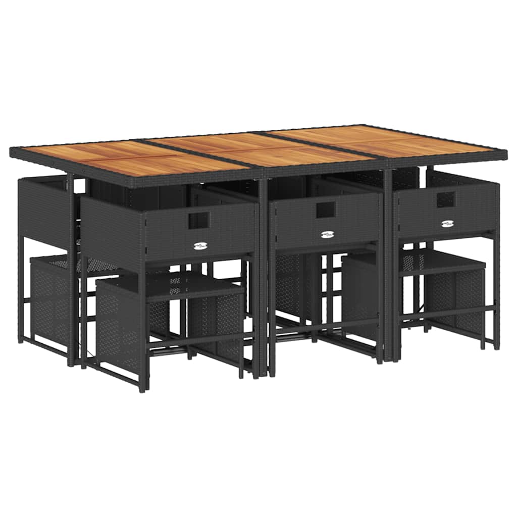 vidaXL Σετ Τραπεζαρίας Κήπου 11 τεμ Μαύρο από Συνθ. Ρατάν με Μαξιλάρια