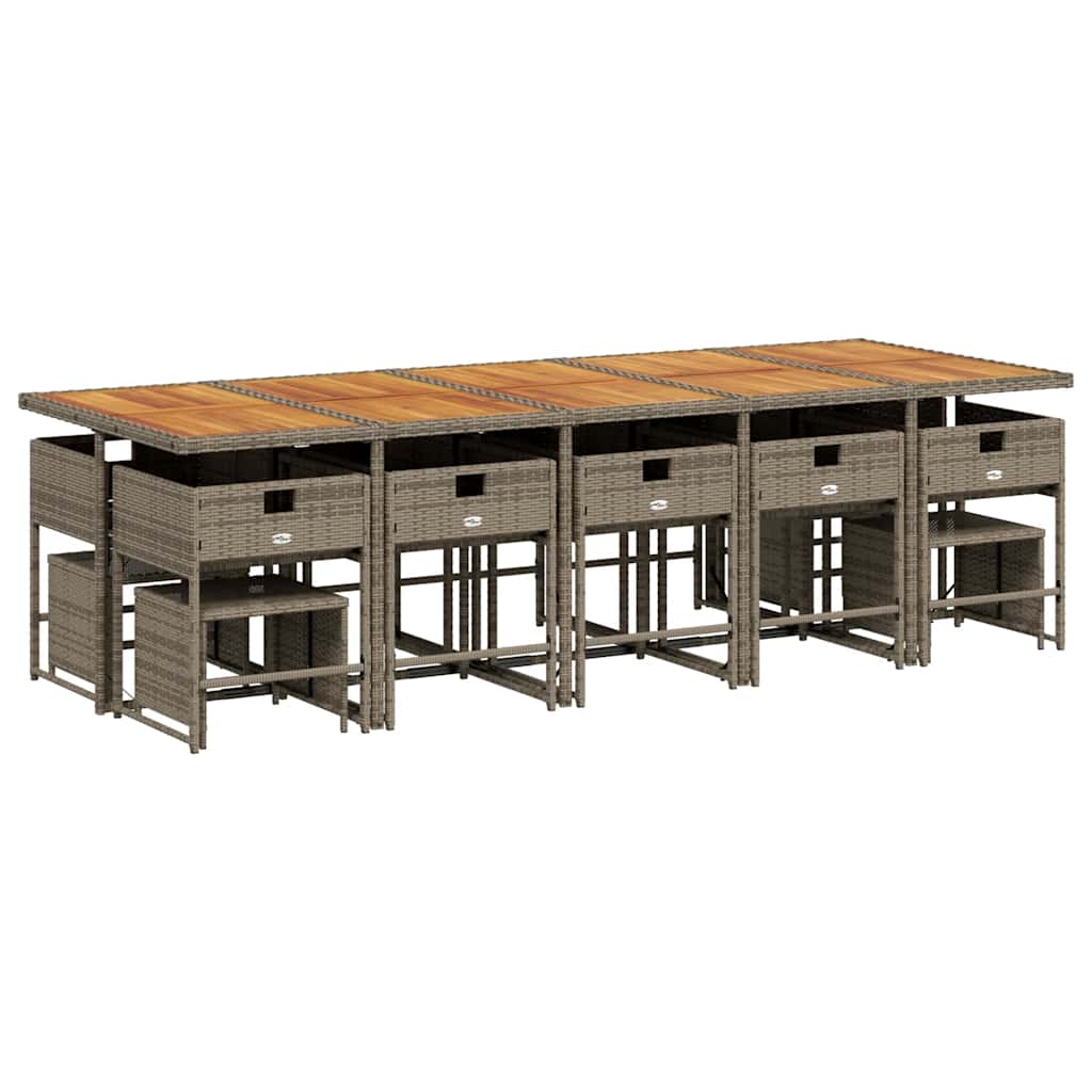 vidaXL Σετ Τραπεζαρίας Κήπου 15 τεμ. Γκρι Συνθετικό Ρατάν με Μαξιλάρια