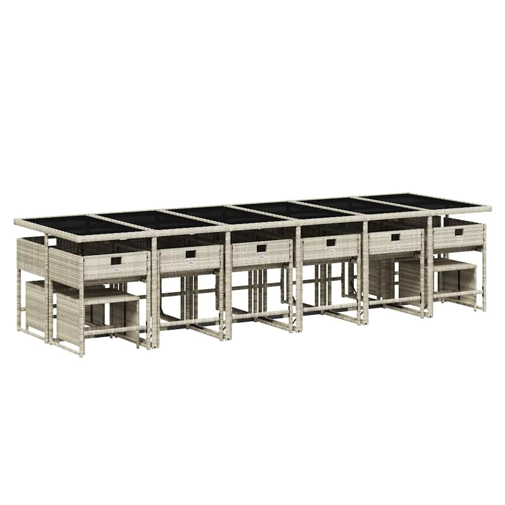 vidaXL Σετ Τραπεζαρίας Κήπου 17 τεμ. Αν. Γκρι Συνθ. Ρατάν με Μαξιλάρια