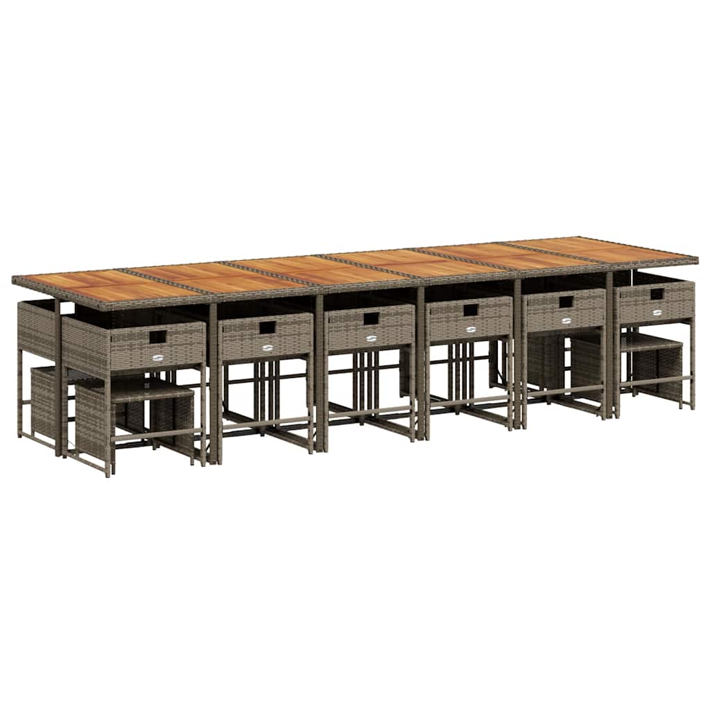 vidaXL Σετ Τραπεζαρίας Κήπου 17 τεμ. Γκρι από Συνθ. Ρατάν με Μαξιλάρια